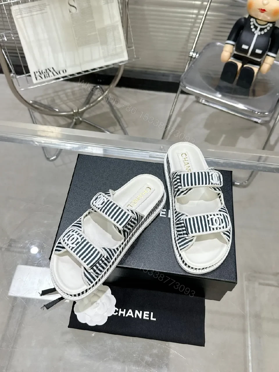 View 3 of Navy Stripes Comfort Sandals: Luxe Everyday Style