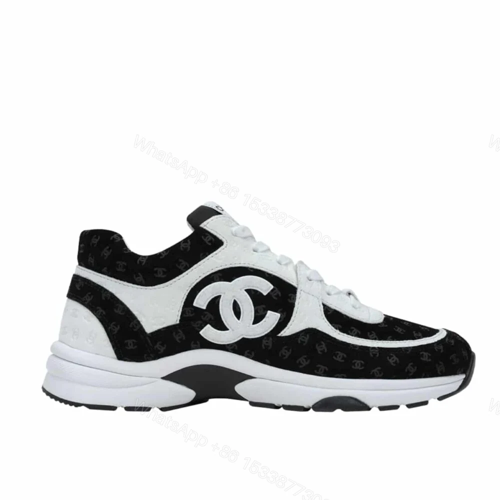 Chanel Printed Suede Calfskin Sneakers White And Black G39230 X56653 94305 — view 1
