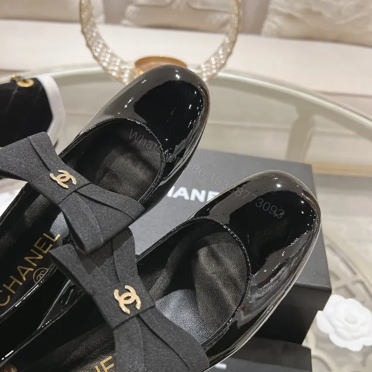 View 9 of Chanel-Inspired Black Patent Bow Loafers â€“ Signature Comfort