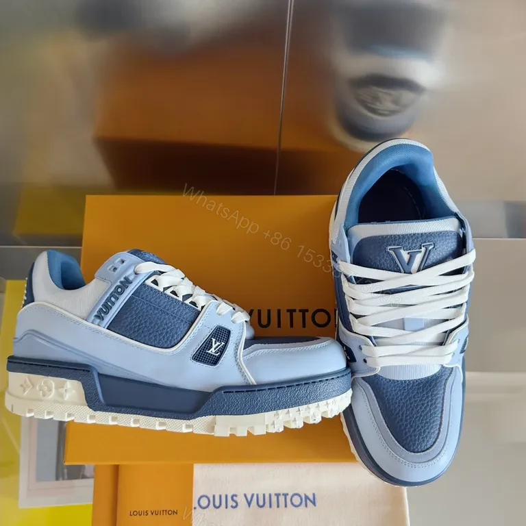 View 8 of Blue LV Luxury Sneaker: Premium Leather, Structured Texture, Everyday Comfort