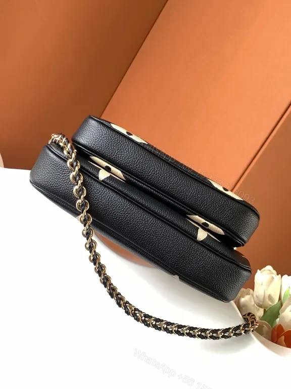View 8 of Monogram Crossbody: Luxe Black Canvas, Gold Hardware, Compact Versatility, Crossbody Bag