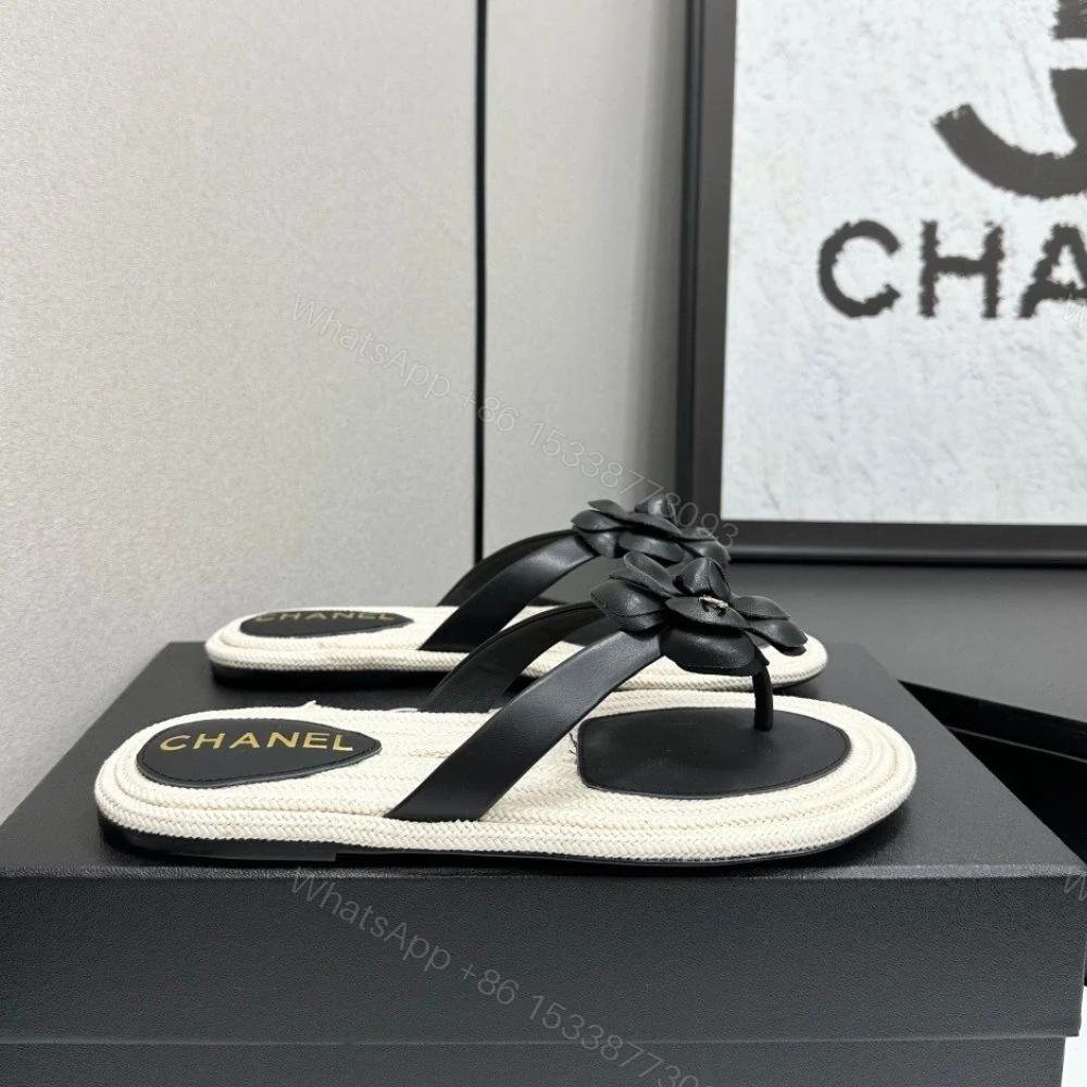 View 2 of Chanel Thong With Camellia Black