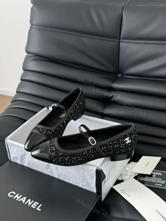 View 3 of Chanel-Inspired Sparkle Mary Janes - Luxe Comfort Flats