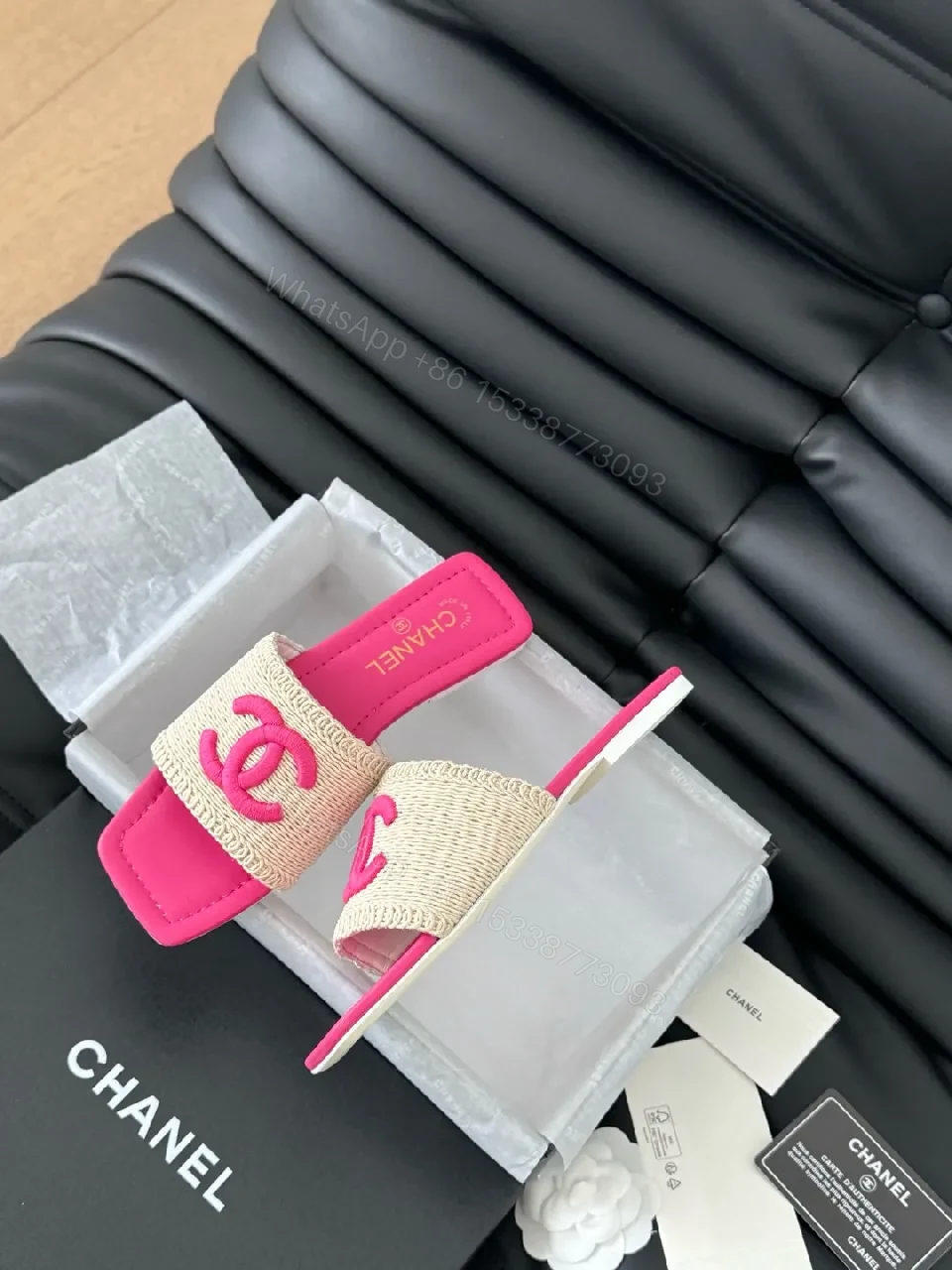 View 2 of Vivid Pink-Accent Woven Slide with Cushioned Comfort