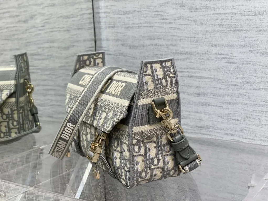 View 3 of Lux Embroidered Messenger: Structured Dior-Detail Bag