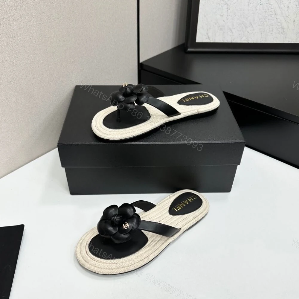 View 4 of Chanel Thong With Camellia Black