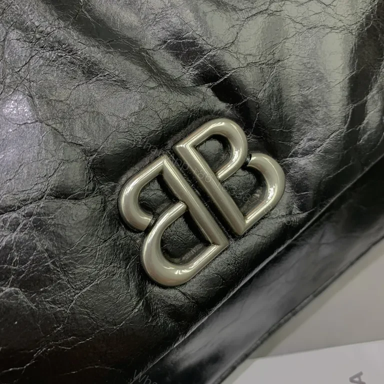 View 5 of Chic Leather Shoulder Bag: Black, Chain Detail, Luxe Everyday