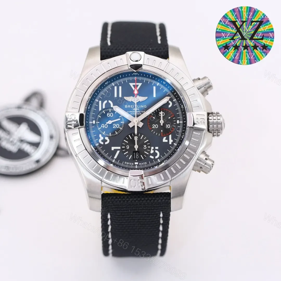 JF Factory Breitling Avenger B01 Chronograph 45mm Stainless Steel Watch – Blue Dial, Blue Strap — view 1