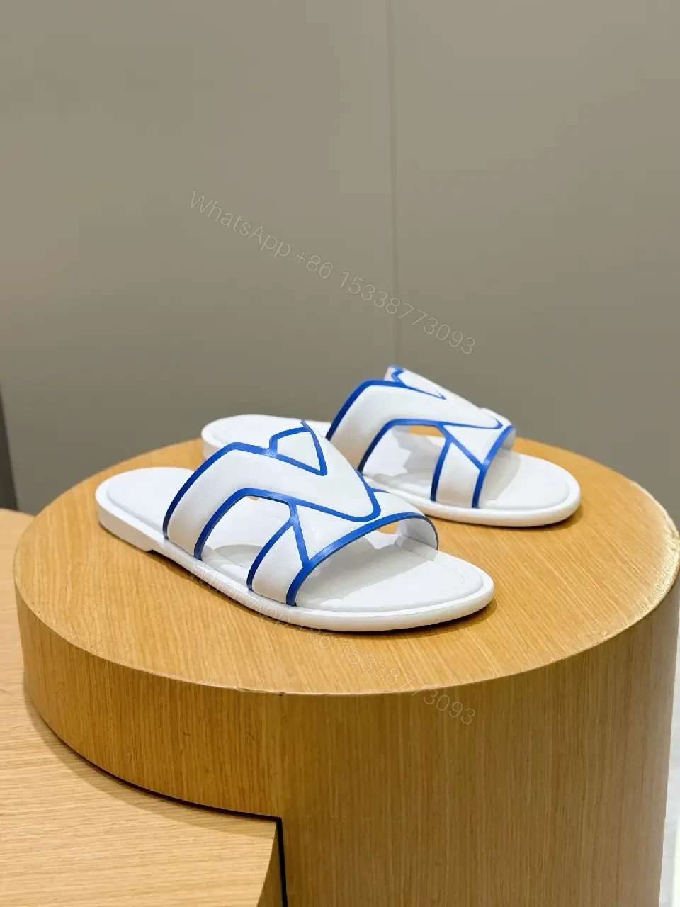View 2 of Lux White Cushioned Slide with Bold V-Strike Edge
