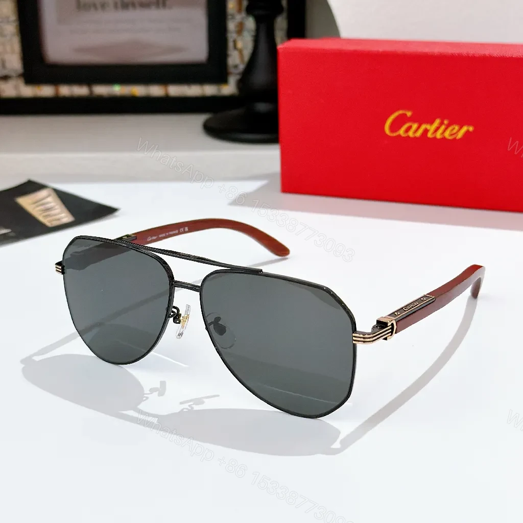View 2 of Sleek Aviator Sunglasses: Metal Frame, Subtle Cartier Flair