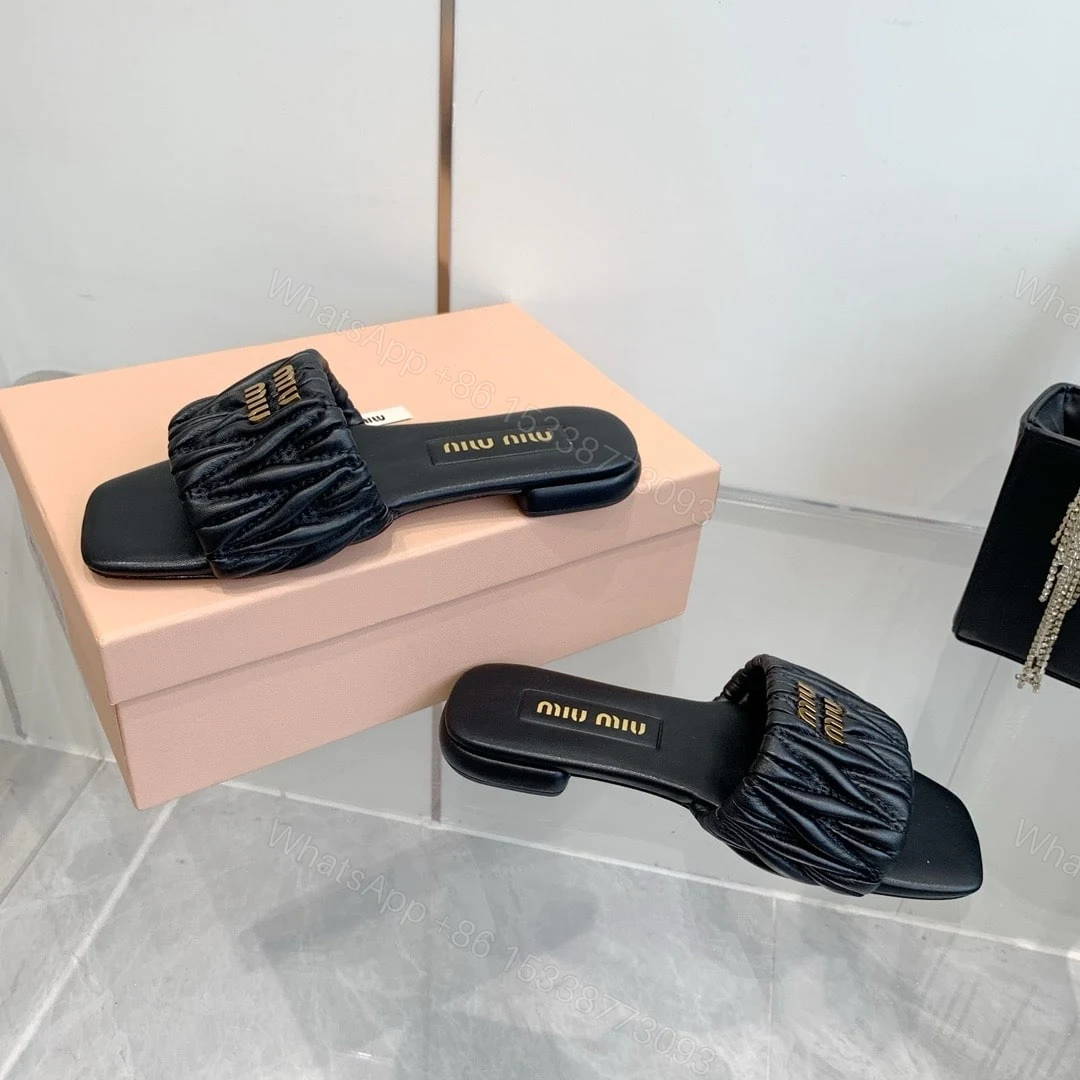 View 7 of MIUMIU MATELASSÉ NAPPA LEATHER SLIDES BLACK