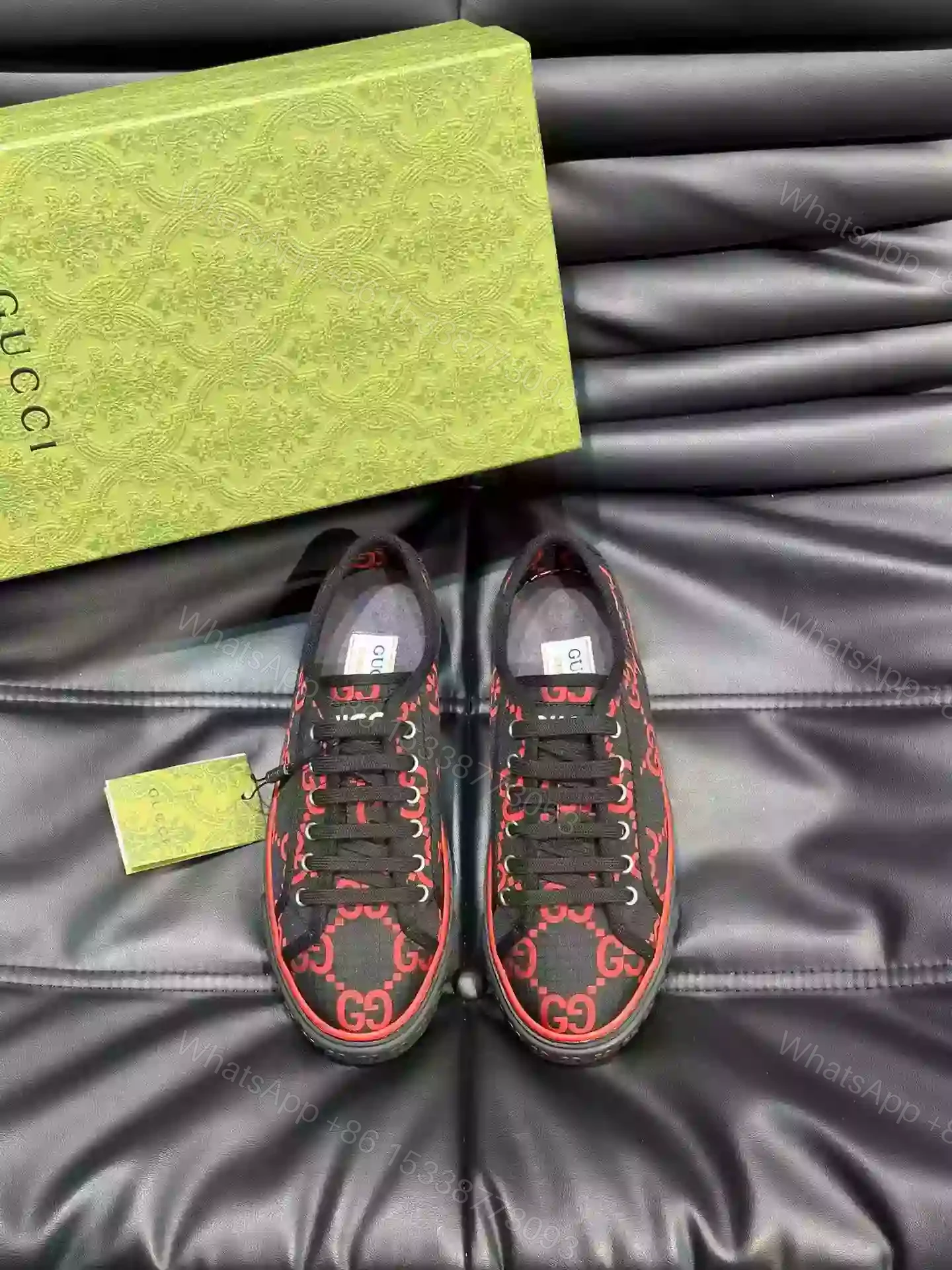 View 3 of GUCCI TENNIS 1977 SHOES SNEAKERS IN BLACK/RED – GC282
