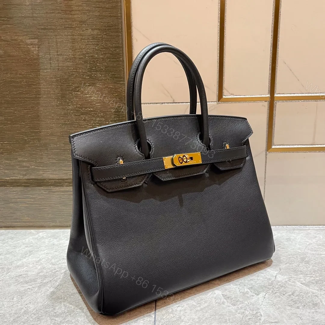 View 2 of HN 30CM BLACK SWIFT LEATHER GOLD HARDWARE