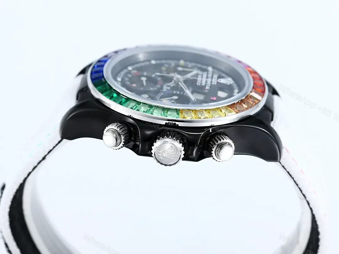View 5 of Rolex Daytona Rainbow Skeleton White Strap replica 43MM Fabric Strap Edition RG-DAYTONA-RAINBOW-SKELETON-WHITE-STRAP-43