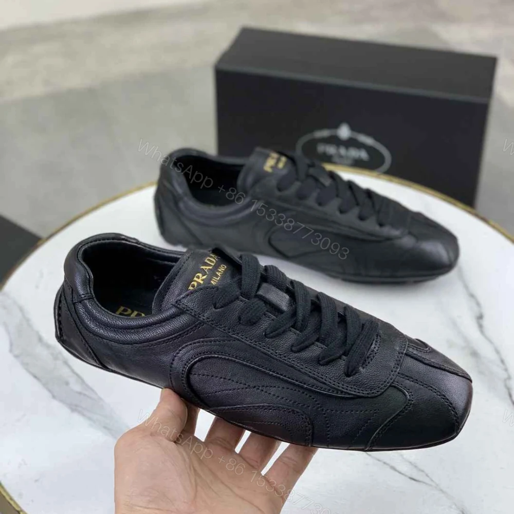 View 2 of Prada Montecarlo Re Edition 2005 Antiqued Nappa Leather Sneakers Black
