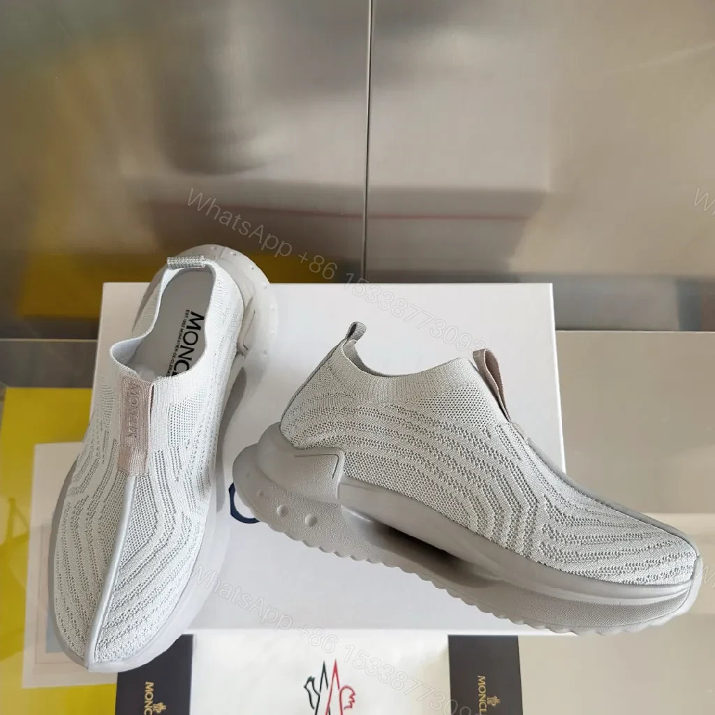 View 5 of White Knit Slip-Ons: Elevated Street-Sleek Comfort sneakers