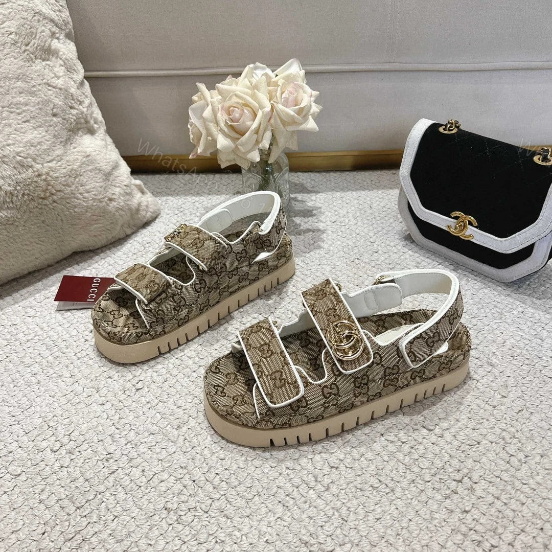 View 4 of GUCCI WOMEN’S SANDAL WITH DOUBLE G BEIGE 816630 FAD9F 9753