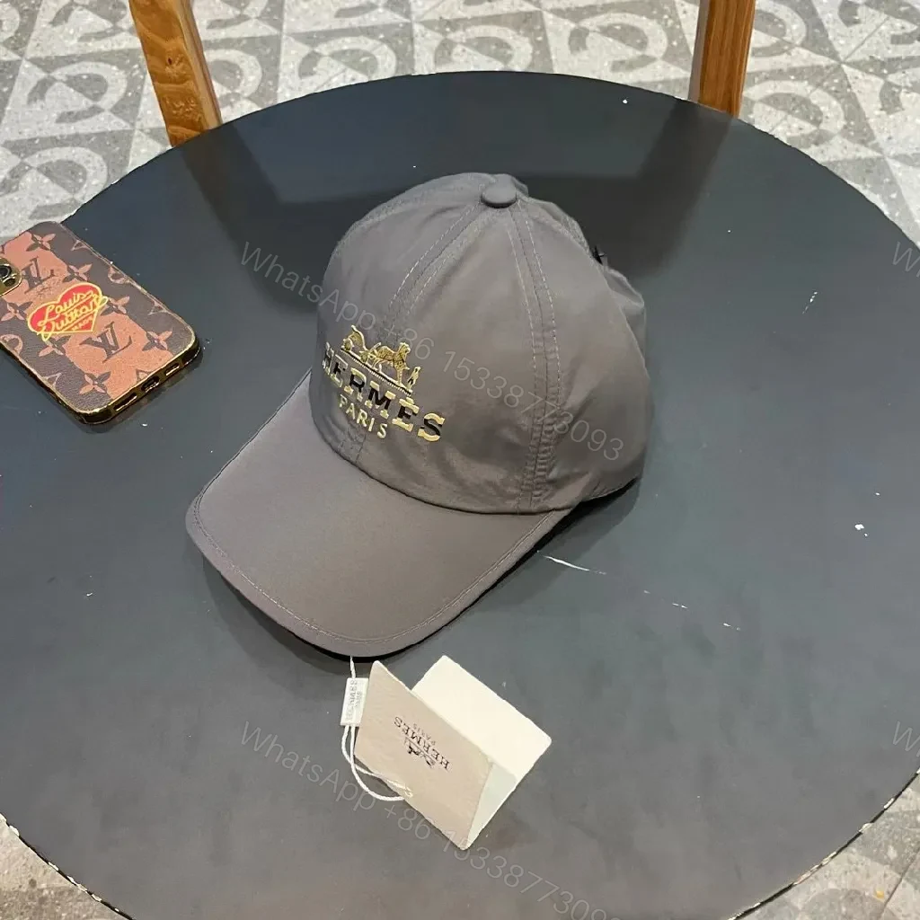 View 6 of Dark Charcoal Cap - Gold Crest Luxury Flat-Brim Cap