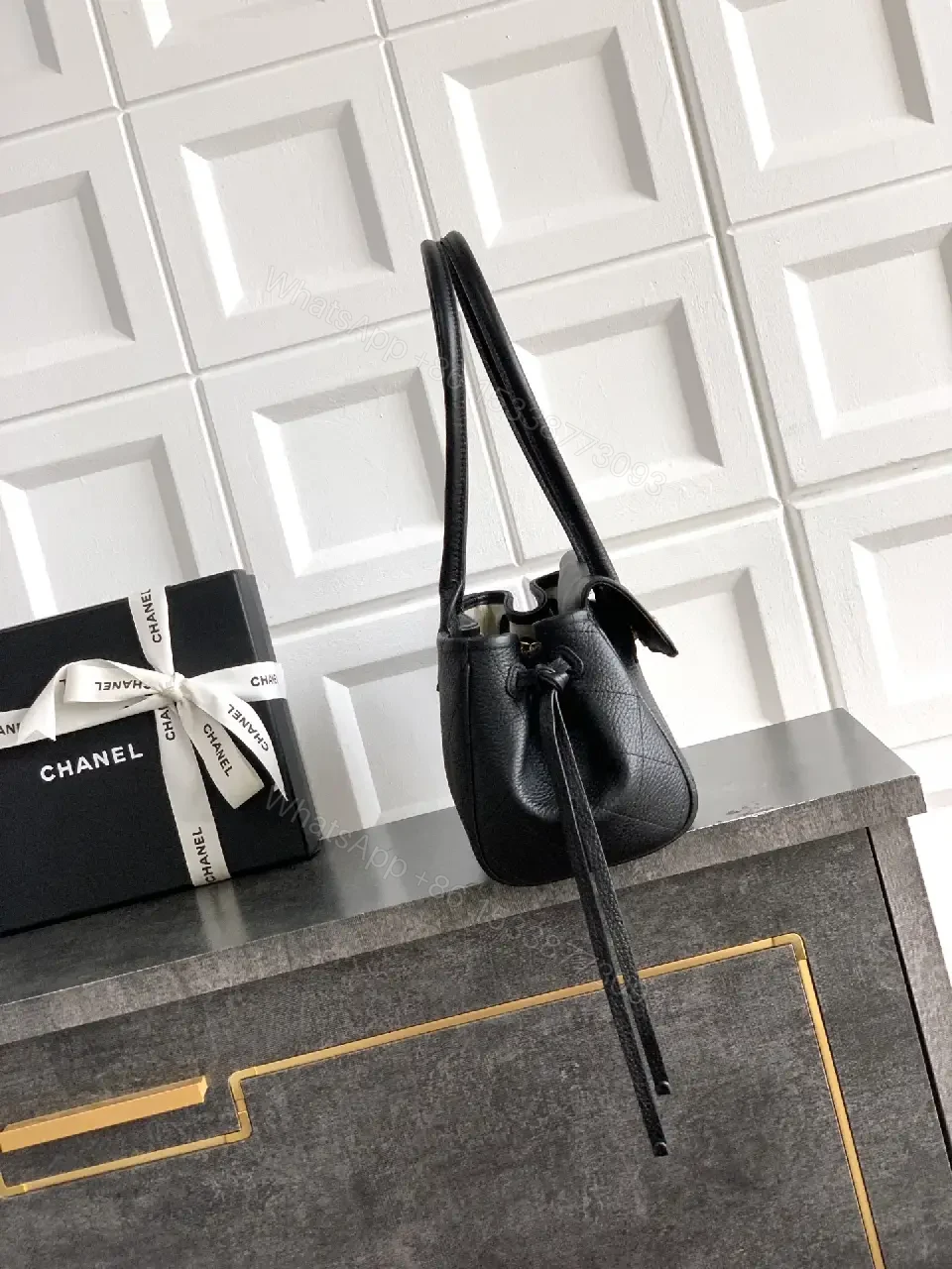 View 5 of Black Leather Shoulder Bag: Refined Texture, Subtle Branding, All-Day Versatility