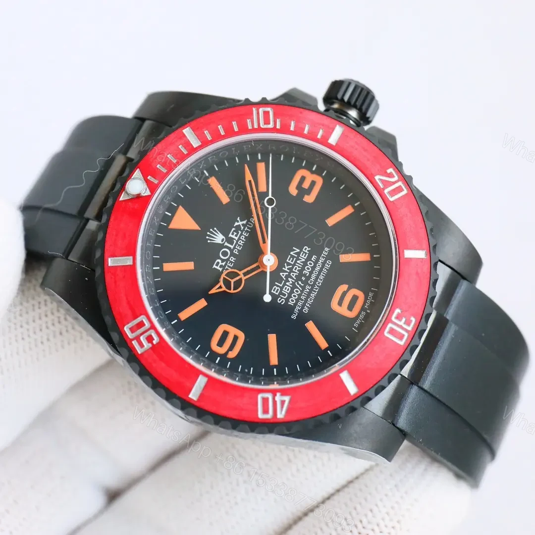 View 11 of Bold red blaken submariner replica 40MM Black Carbon B33 Edition RG-BLAKEN-SUB-B33-RED-BEZEL