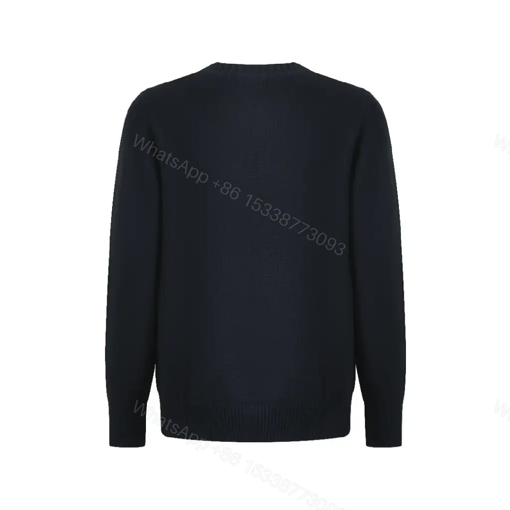 View 9 of Navy Knit Knight Embroidery Crewneck Sweater