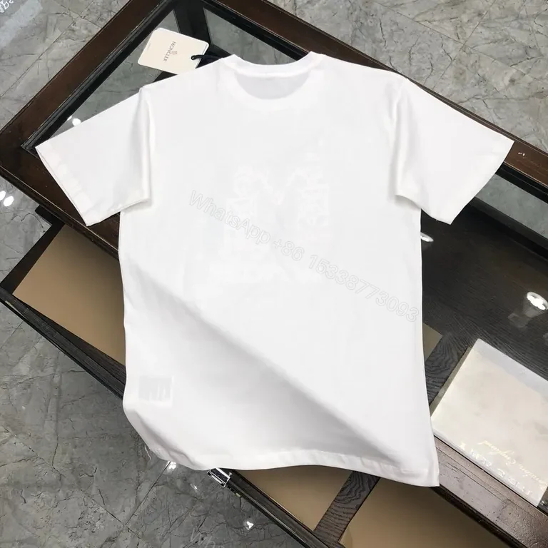 View 2 of Graphic Moncler Tee: Bold M Motif in Premium White Cotton Tee