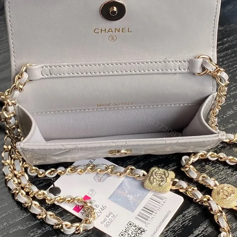 View 2 of Compact Quilted Crossbody Bag: Chanel-Inspired Gold Chain Luxury