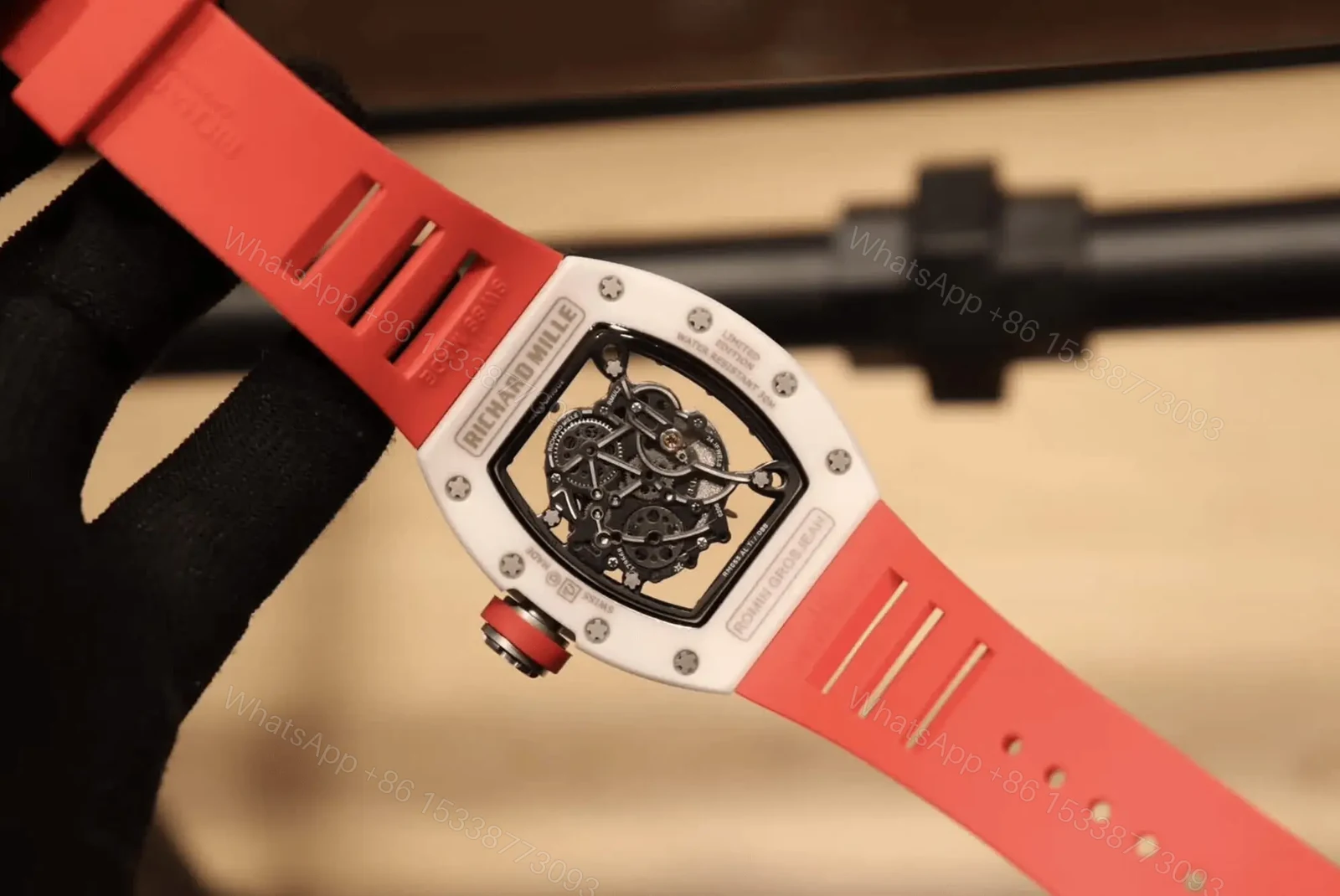 View 9 of Richard Mille Swiss Made Clone Rm 0055 Bubba Watson Red Rubber