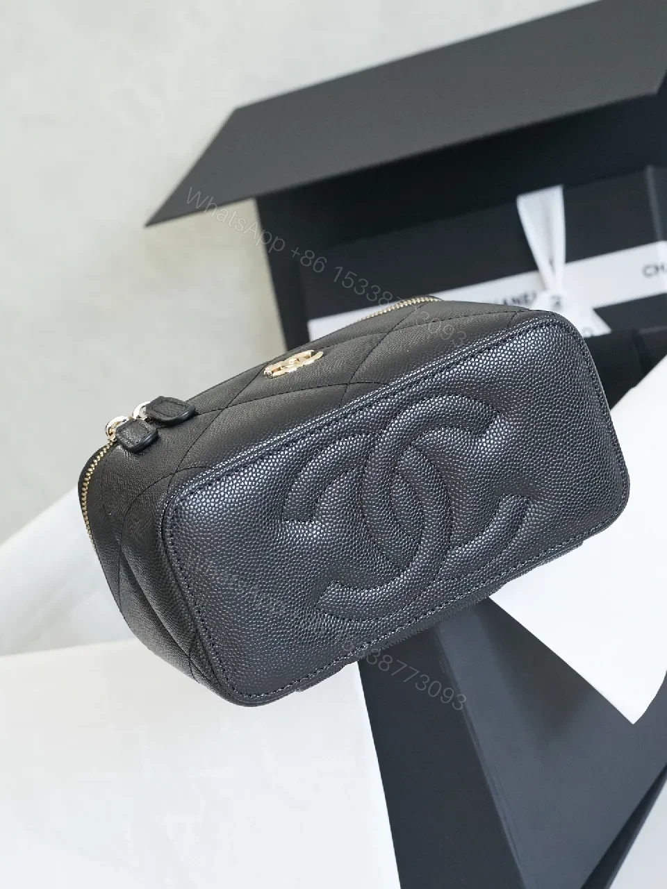 View 3 of Quilted Mini Crossbody: Luxe Texture, Gold Hardware, Compact Style
