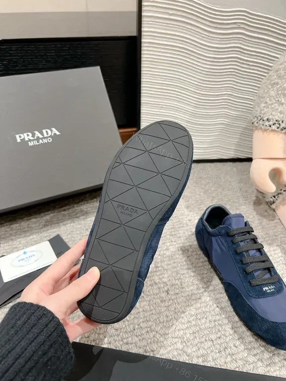 View 2 of Prada Milano Navy Suede High-Top Sneakers: Luxe Comfort