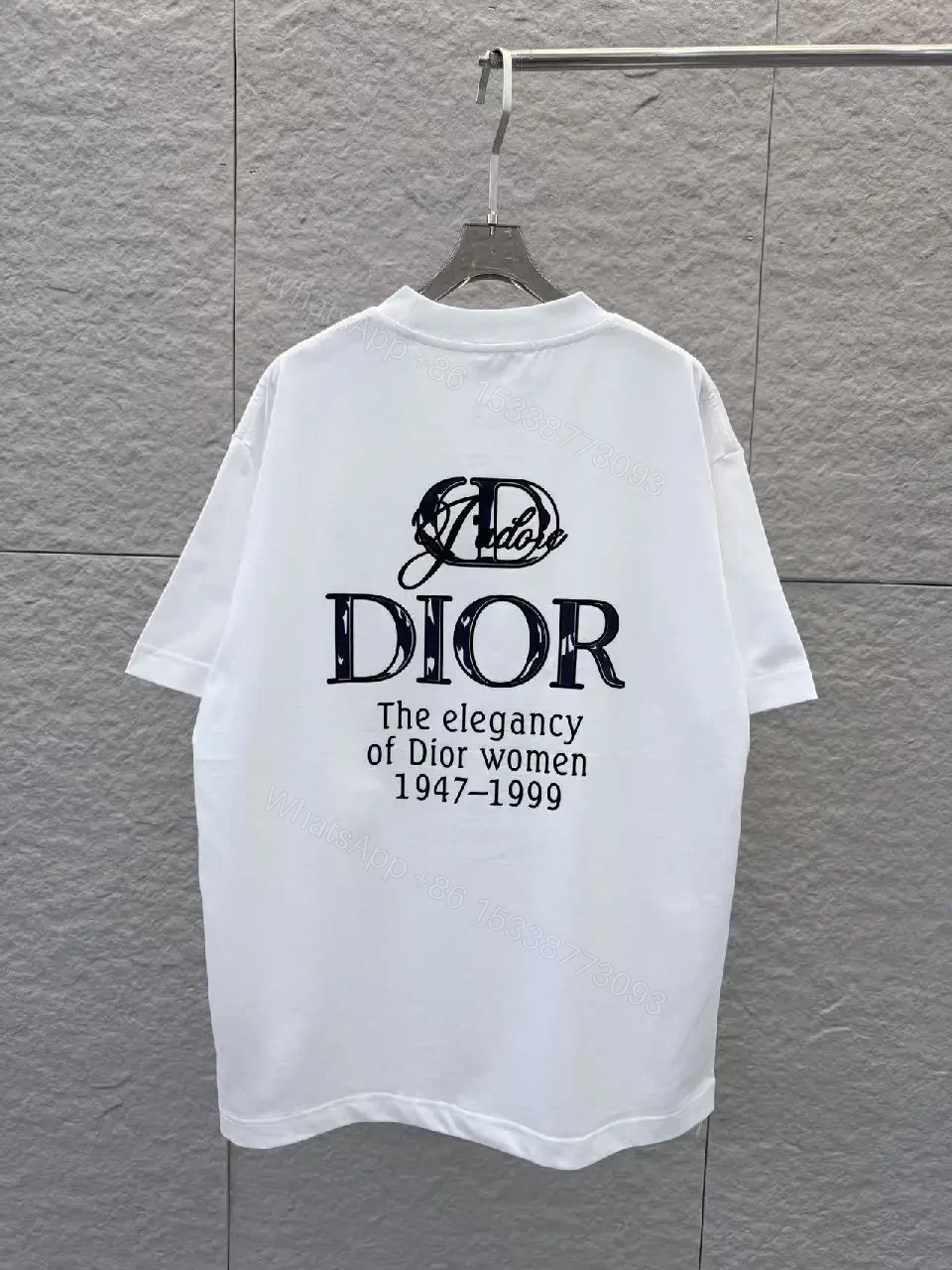 View 4 of Minimalist White Tee with Dior Script—Effortless Everyday Luxe