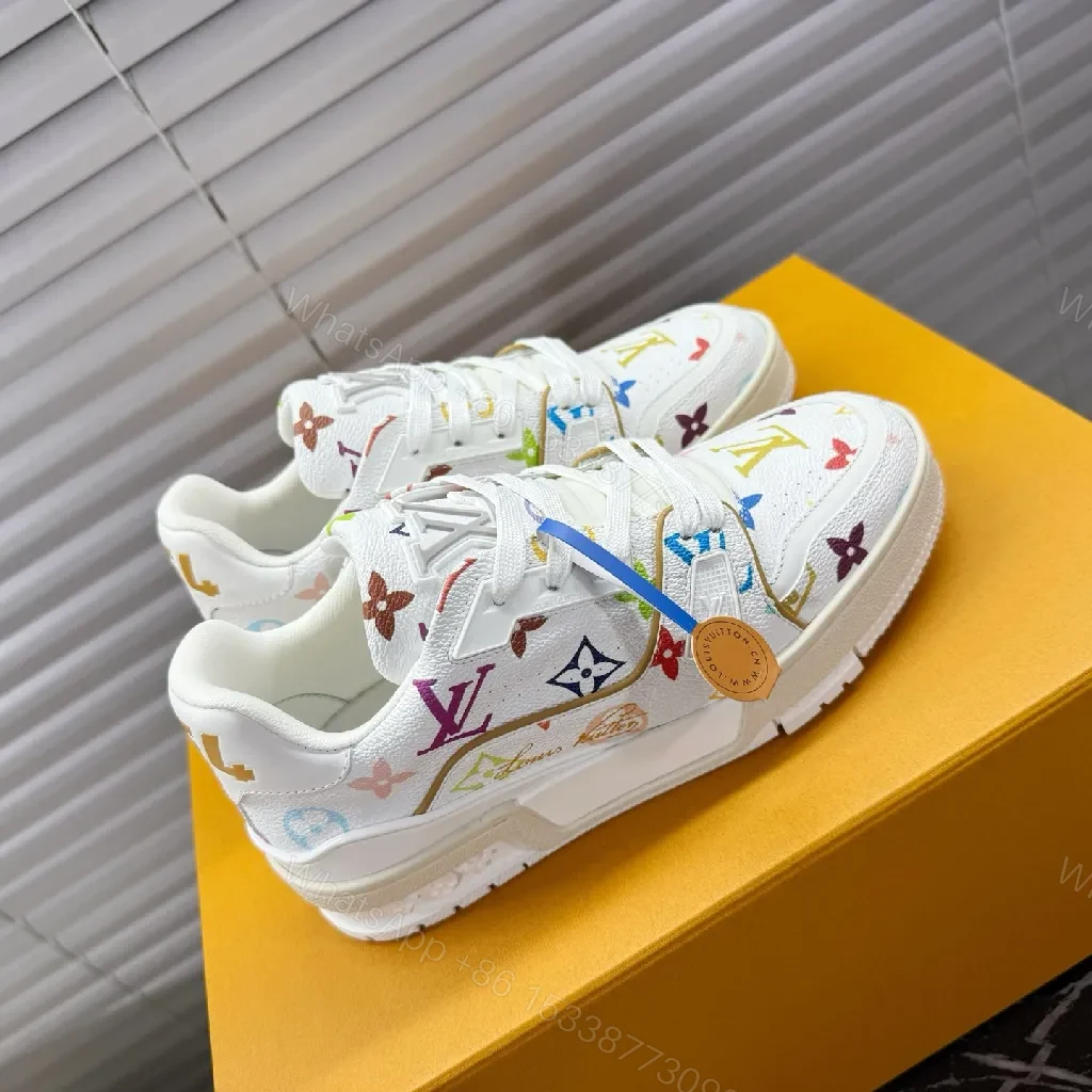 View 3 of Multicolor Monogram Luxe Sneakers with Gold Accent
