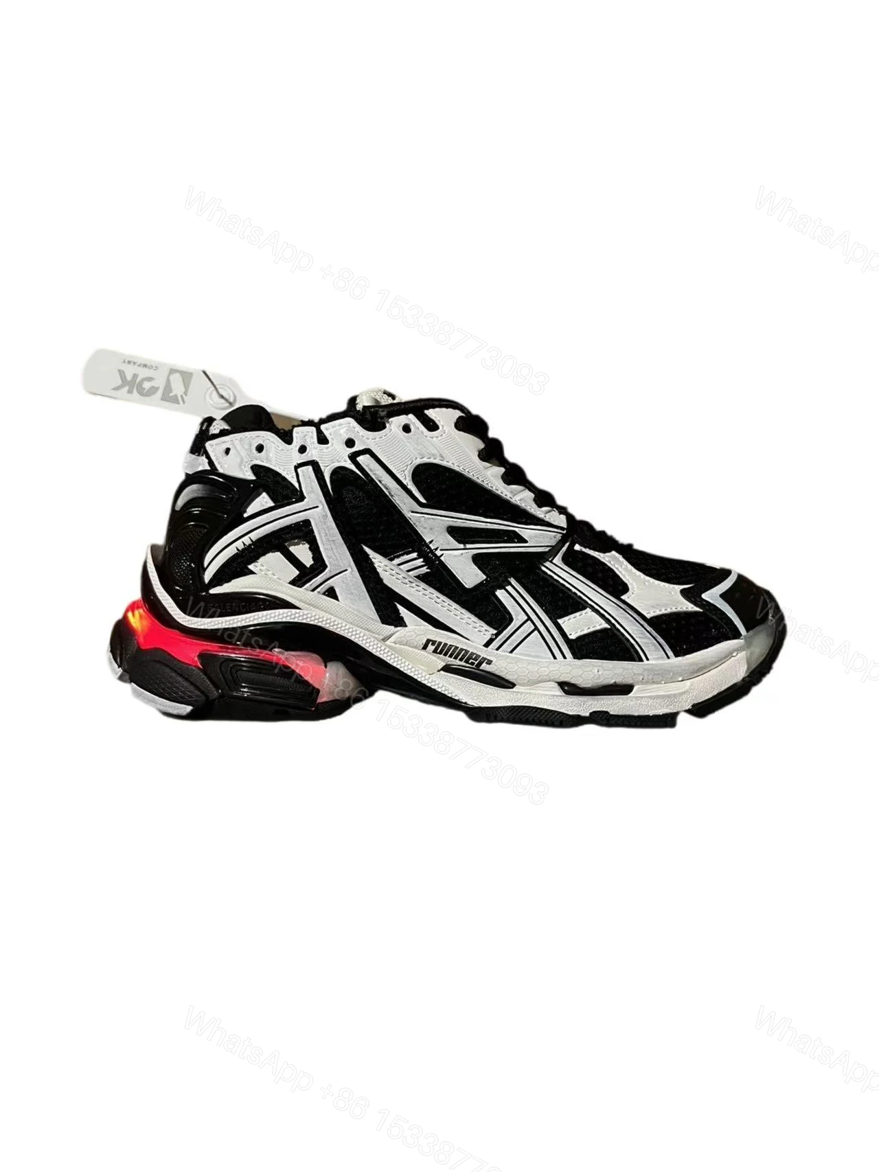 View 7 of Balenciaga RUNNER LED SNEAKER IN BLACK AND WHITE
