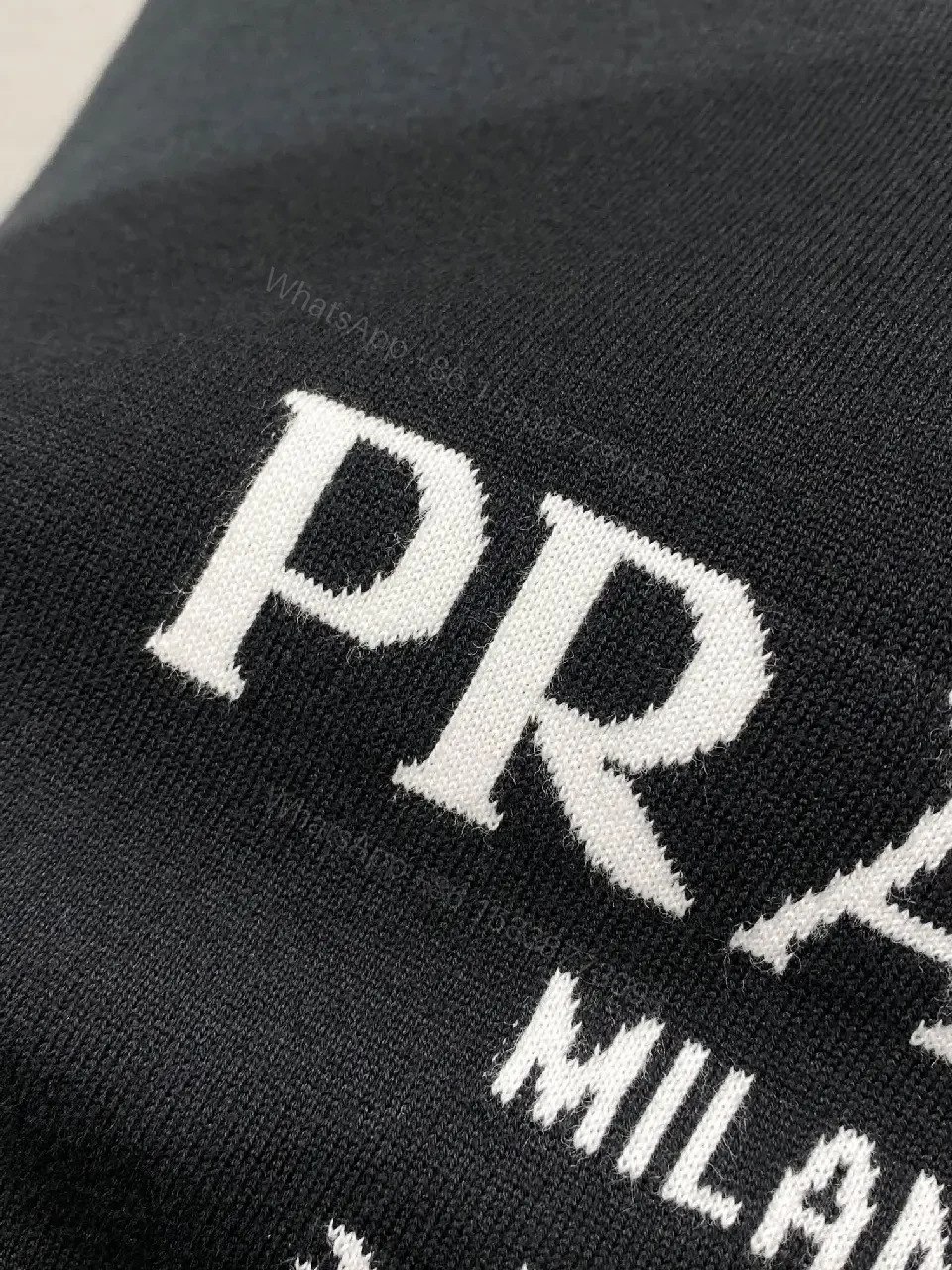 View 6 of Premium Cotton Crew Tee with Prada Milano Logo - Luxe Casual Wear