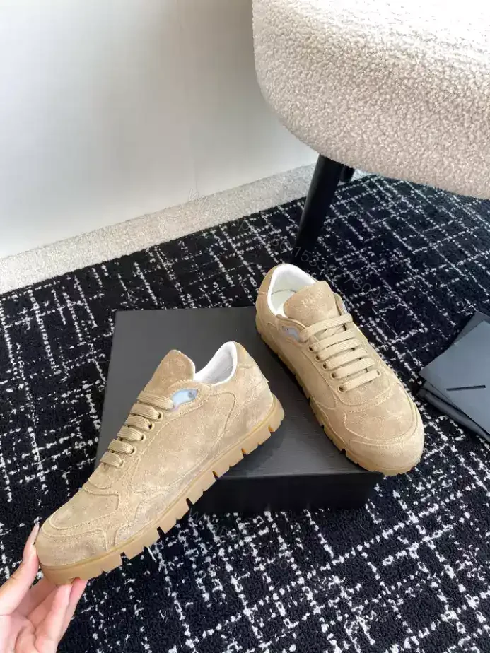 View 6 of PRADA TRAIL FADED SUEDE SNEAKERS IN ECRU – PRD080