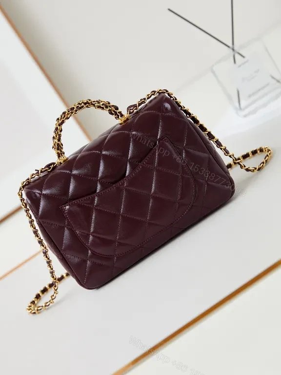 View 4 of Burgundy Quilted Chain Bag: Luxury Classic with Modern Edge
