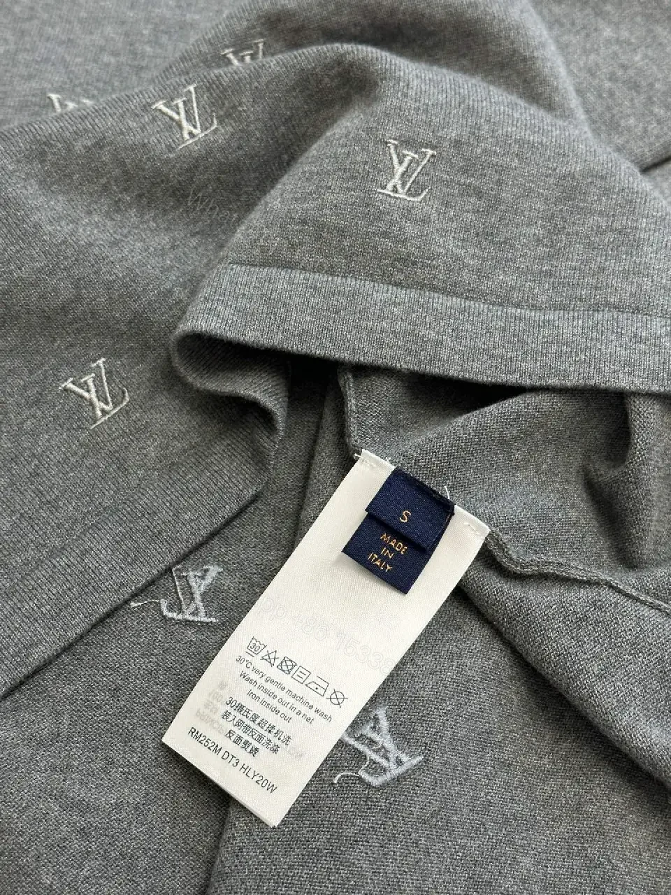 View 9 of Gray Knit Crewneck Monogram Luxury Sweater-Dress Hybrid