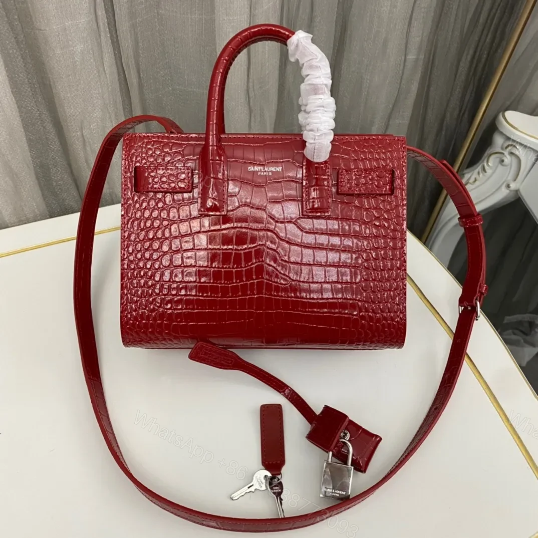 Saint Laurent Paris Saint Laurent Red Croc Embossed Leather Nano Classic Sac De Jour Tote — view 1