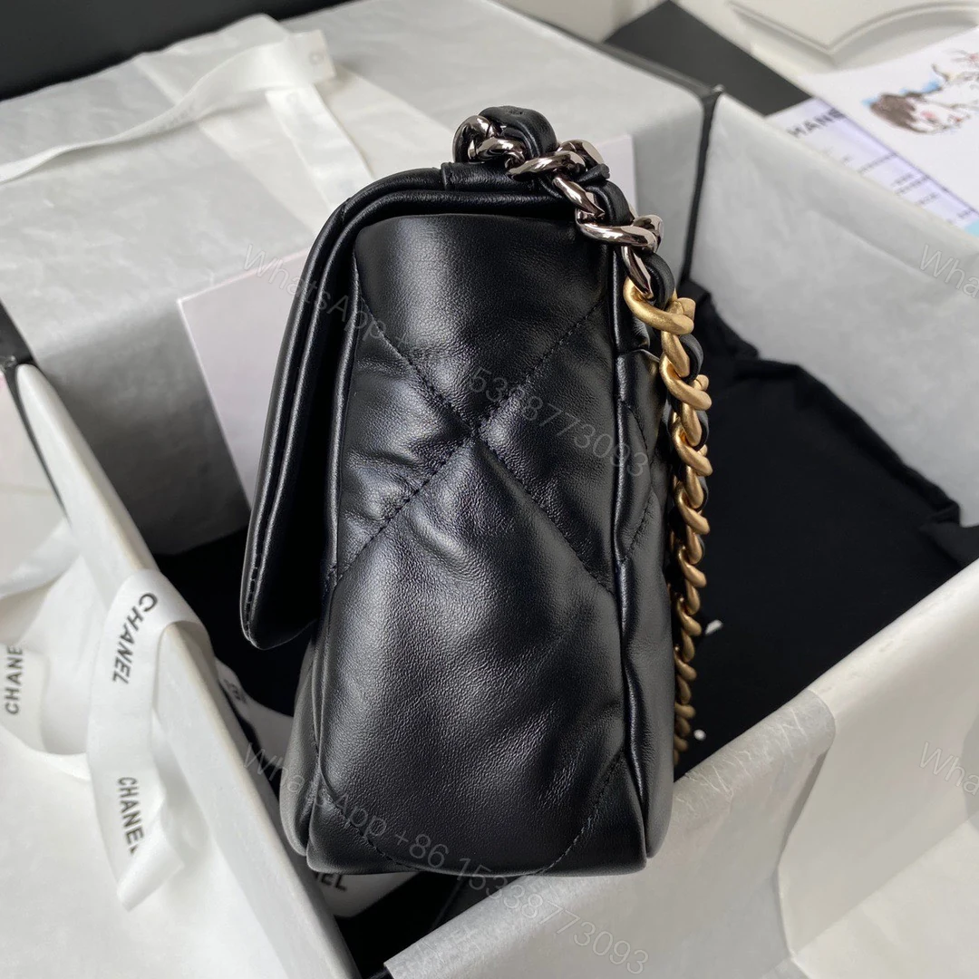 View 8 of Chanel 19 Flap Bag Black Lambskin Gold Hardware