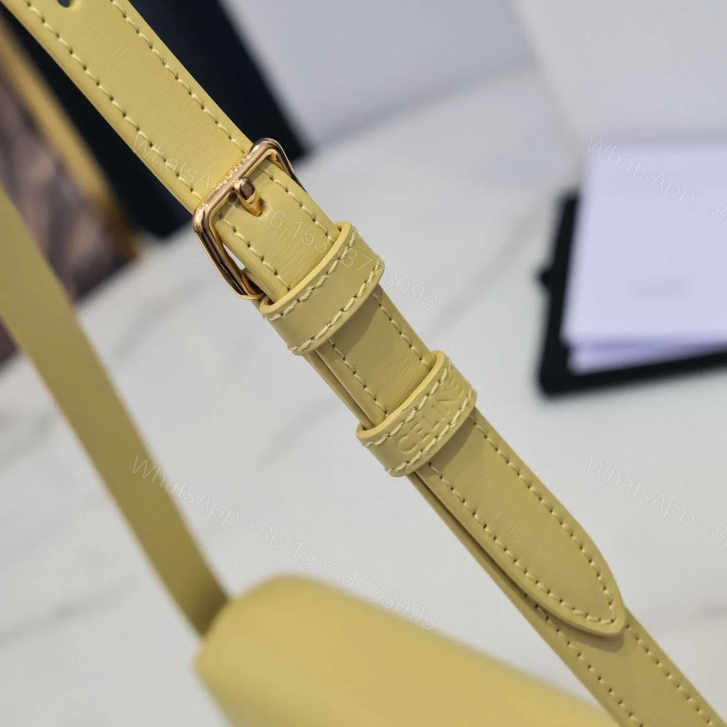 View 9 of Celine Triomphe Handbag Bright Yellow Super Smooth Leather 20x12cm