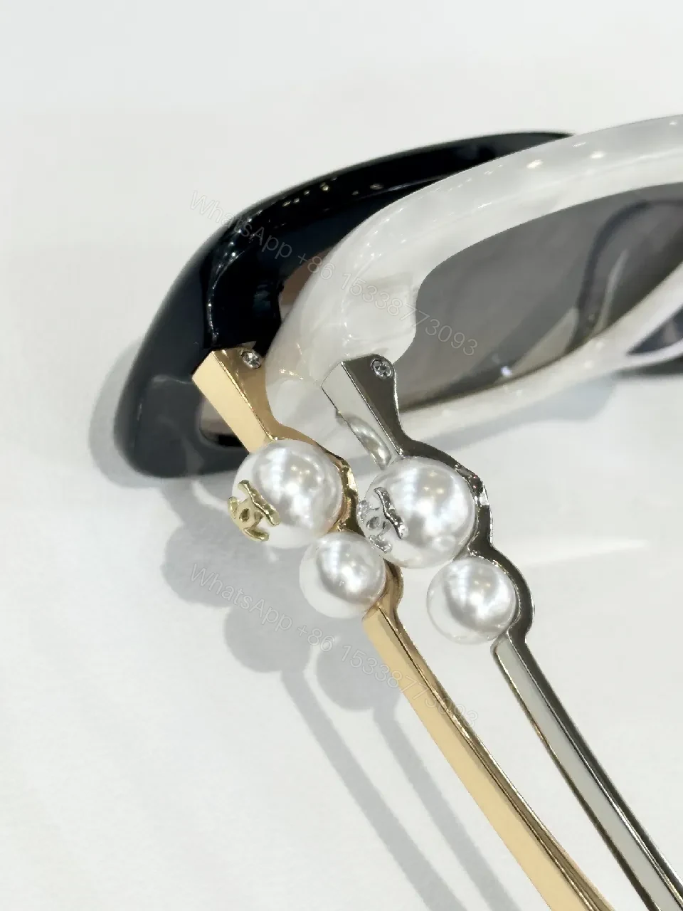 View 2 of Oversized White Frame Sunglasses with Gradient Lenses, Luxe, UV400 Protection