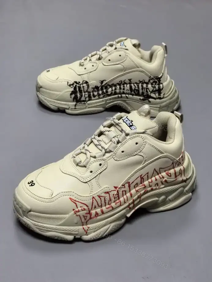 View 6 of BALENCIAGA TRIPLE S SNEAKER IN WHITE, RED AND BLACK DIY METAL ARTWORK PRINTED COWSKIN – BB269