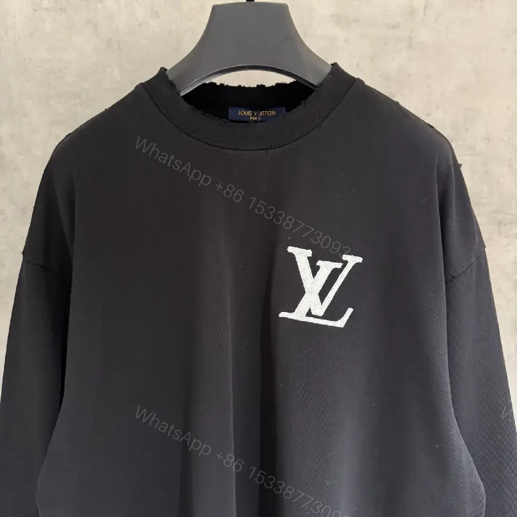 View 3 of Relaxed Black Sweatshirt - Monogram Embroidered Luxe Streetwear