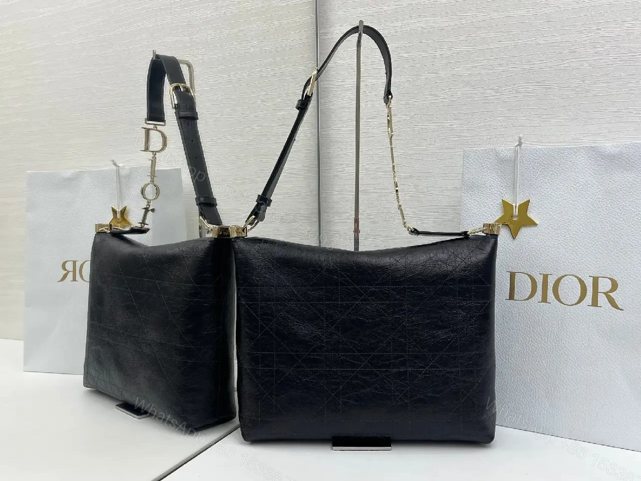 View 9 of Elegant Black Leather Structured Shoulder Bag: Petite Luxury