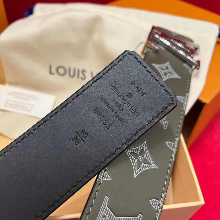 View 2 of Olive LV-Influenced Belt: Monogram Modern, Premium Craft