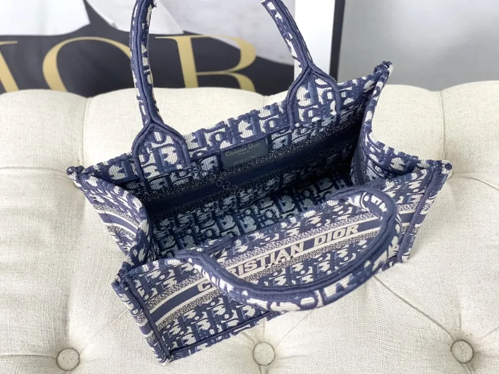 View 8 of Iconic Dior-Inspired Navy Beige Tote: Structured Luxury Bag
