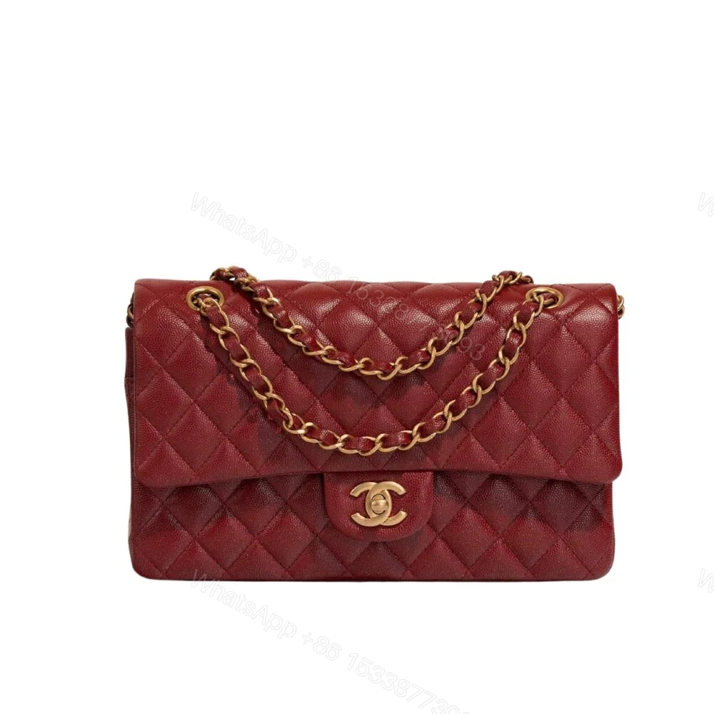 Chanel Medium Classic Double Flap Burgundy Gold Hardware 25Cm — view 1