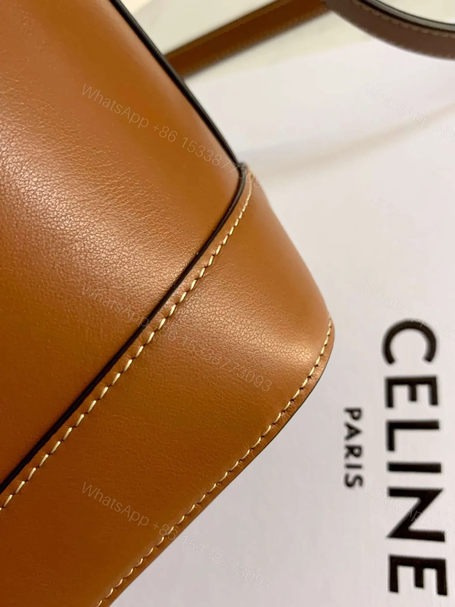 View 5 of Celine Small Bucket Cuir Triomphe Brown Bucket Handbag 30x22x12cm