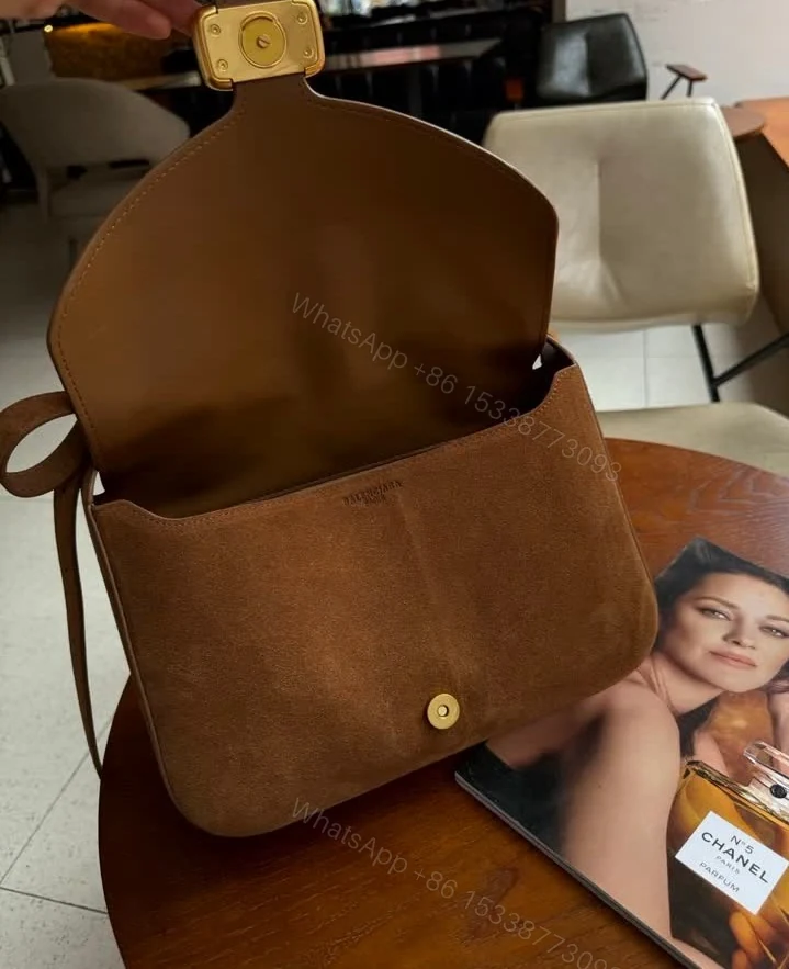 View 8 of Replica Balenciaga Clicca Medium Muscade Suede Shoulder Bag