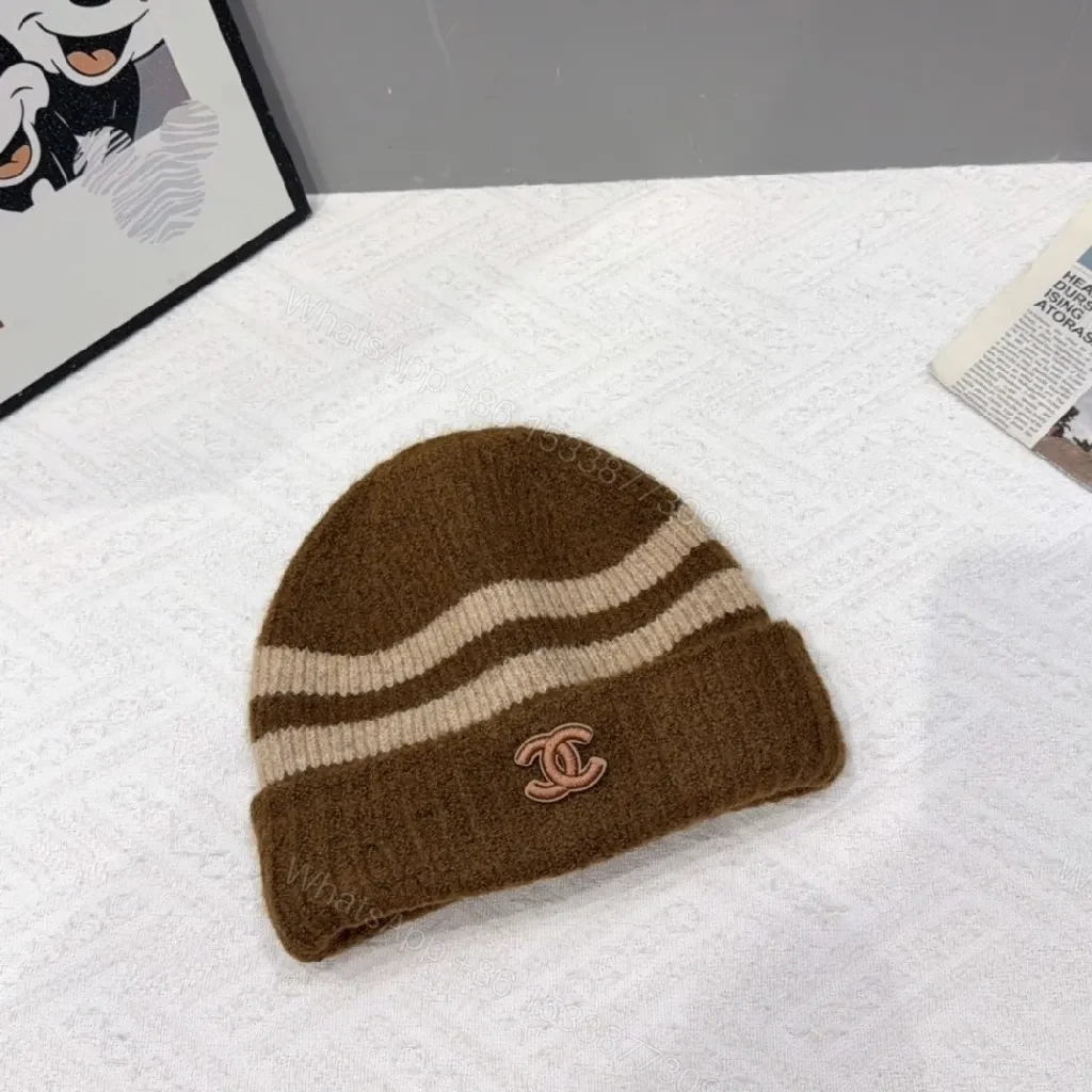 View 2 of Chic Knit Beanie with Stripe Detail – Luxury Everyday Style